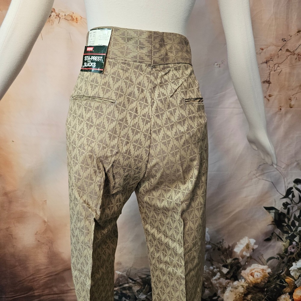 Vintage DEADSTOCK 1970s Levis Sta-Prest Slacks Pants Tan Diamond Flare 31x32 NWT - Picture 15 of 16